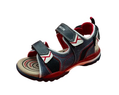 Geox Borealis Sandalen Doppelreißverschluss rot und blau