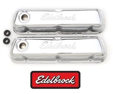 Edelbrock 4460 Signature Series Valve Covers Ford 260-289-302-351W V8 Chrome