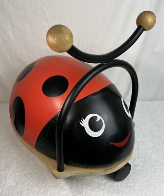 Zum Bugz Lady Bug Wooden Baby Walker/ Ride On Toy Soft Saddle