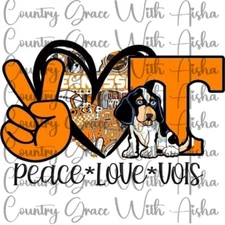 Sublimation Transfer Peace Love Vols Ready To Press Heat Transfer