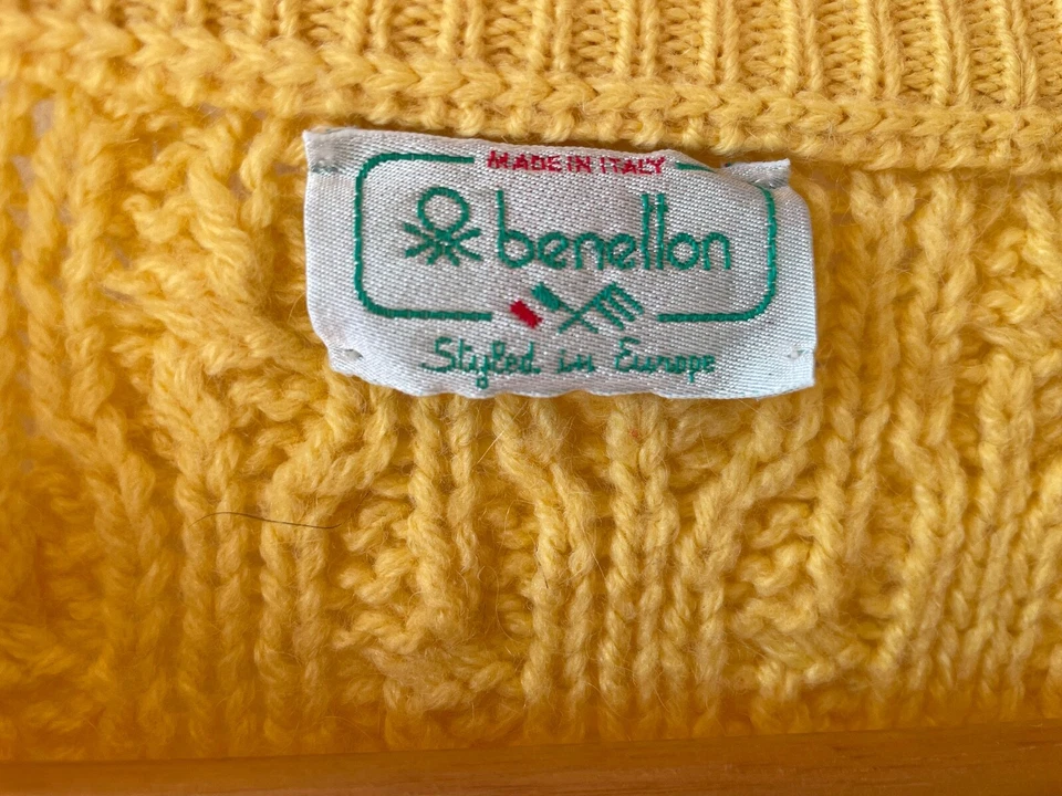 Suéter Amarillo Cable United Colors of Benetton Para Mujer Grande Para Hombre Med? Foto 4 de 4