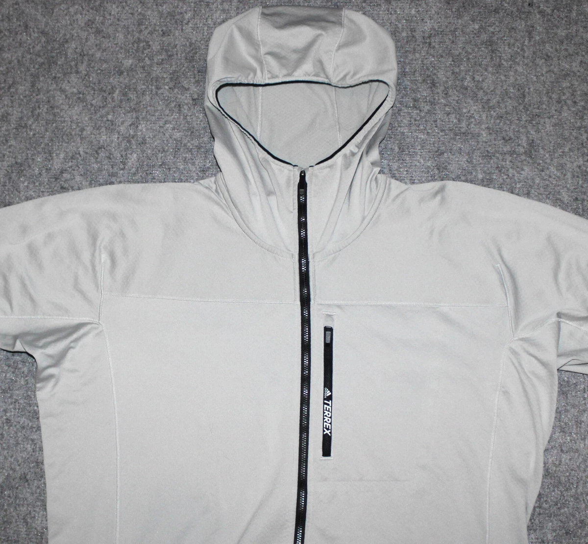 ADIDAS MEN S TERREX TRACEROCKER HOODED FLEECE GD1183 Mid Layer Gray sz XL Jacket