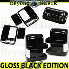 2008-2016 Ford F250-F550 GLOSS BLACK Door Handle COVERS No PSK+Mirrors+Tailgate