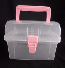Storage Case Crafts Jewelry Make Up Organizer Small Clear 1 Removable Tray Pink
