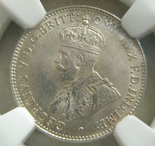 AUSTRALIA 3 Pence Threepence 3P 1919 NGC AU 58 luster AU UNC Silver George V.