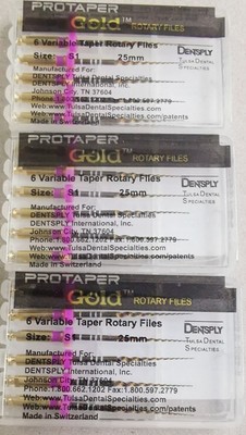 3 x Dentsply ProTaper Gold Files Assorted S1 25MM