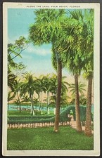 Palm Beach Florida Along the Lake Vintage Postcard Unposted