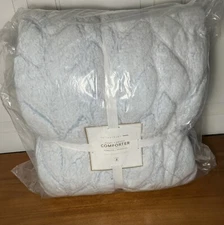 Pottery Barn Teen Cozy Recycled Sherpa Comforter Twin Blue Ash