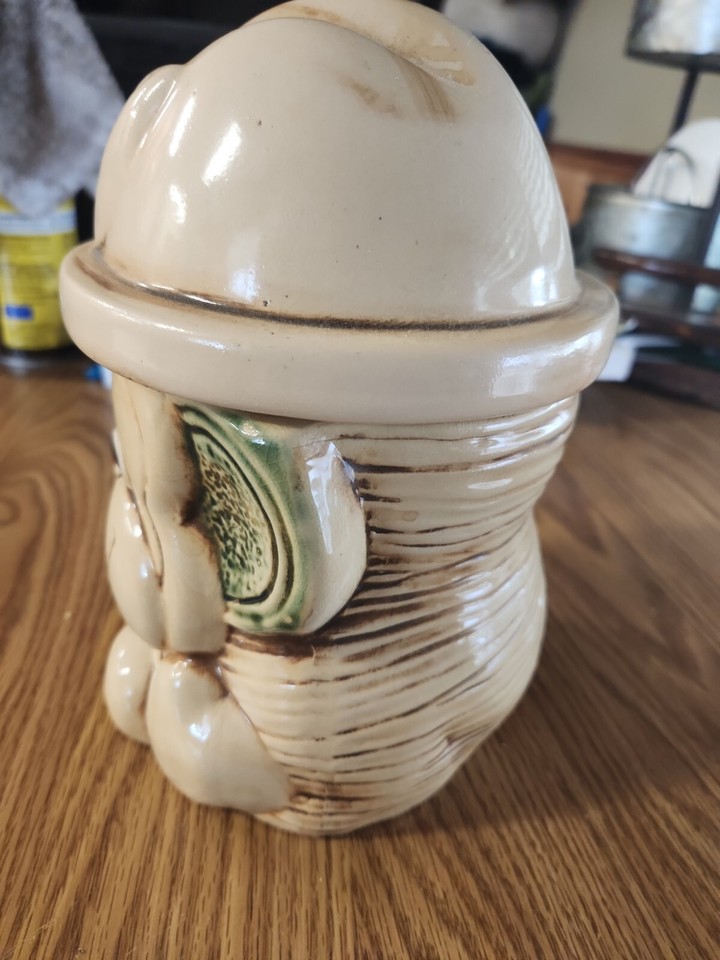 Vintage Mount Clemens Pottery Monkey Cookie Jar with Hat Lid, 8" Tall
