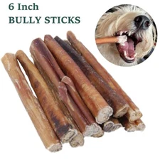 Bully Sticks for Dogs 6" – All-Natural Long-Lasting Dog Chews Made in USA 10 PCS