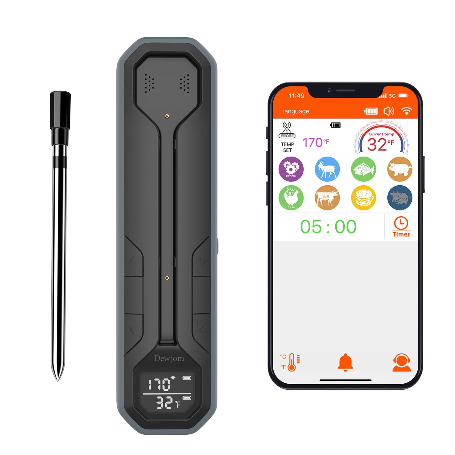 Wireless Meat Thermometer – Digital Cooking Thermometer with Wireless Probe – –-image