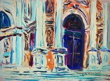 Rare Antique Painting Venezia,Oil on Paper by Renowned Czech Artist Jozef Dlabal