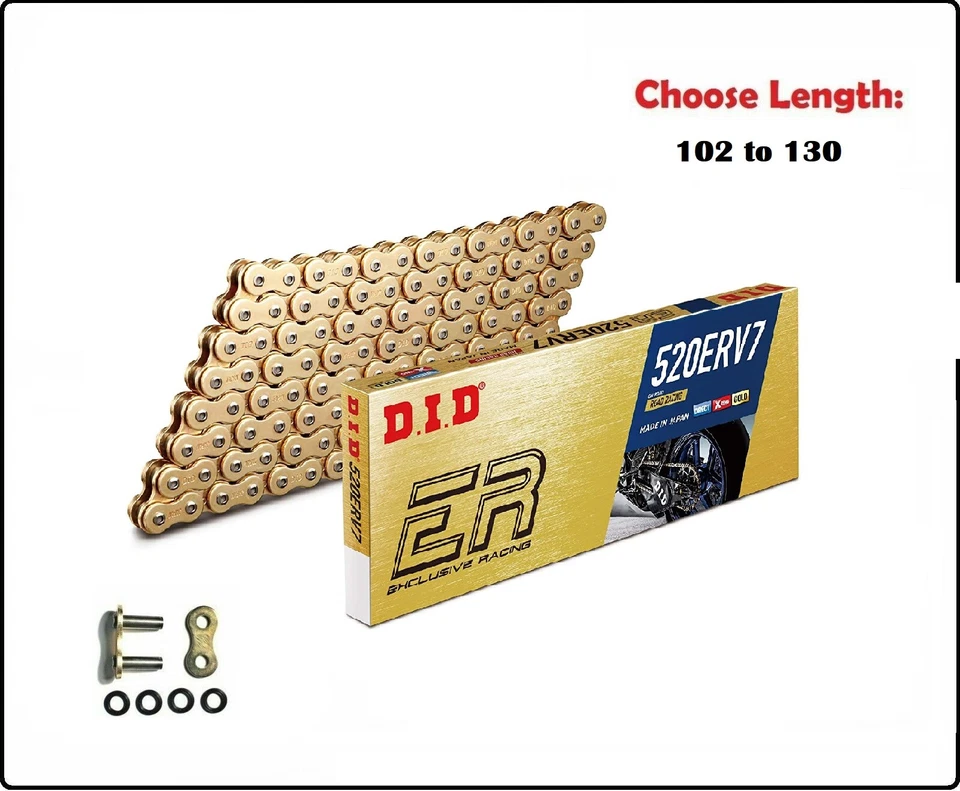 D.I.D DID 520 ERV7 Xring Sealed Motorcycle Drive Chain Gold w/ Rivet Master Link - Bild 1 von 1