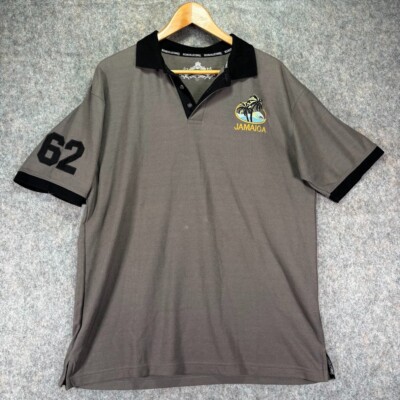Desired Collection Jamaica Polo Shirt Mens XL Crest Rugby Gray Soccer Sports VTG