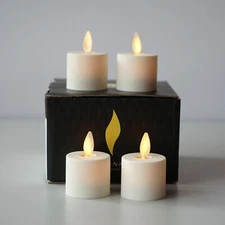 Luminara Flameless Tealights Candles with Remote Ivory Votive Tea Light 4-pack