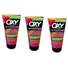 3 Pack Oxy Acne Treatment Advanced Care Soothing Cream Acne Cleanser 5.75oz