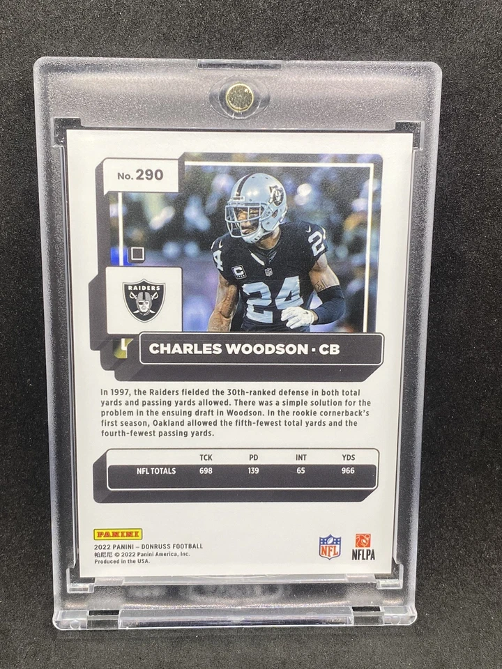 Charles Woodson RARO REFRACTOR DE ORO TARJETA DE INVERSIÓN SSP PANINI RAIDERS COMO NUEVO Foto 2 de 2