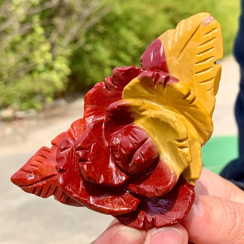 103G Natural mokite jasper Quartz Crystal Hand carving Mineral Specimens flower - Picture 10 of 19