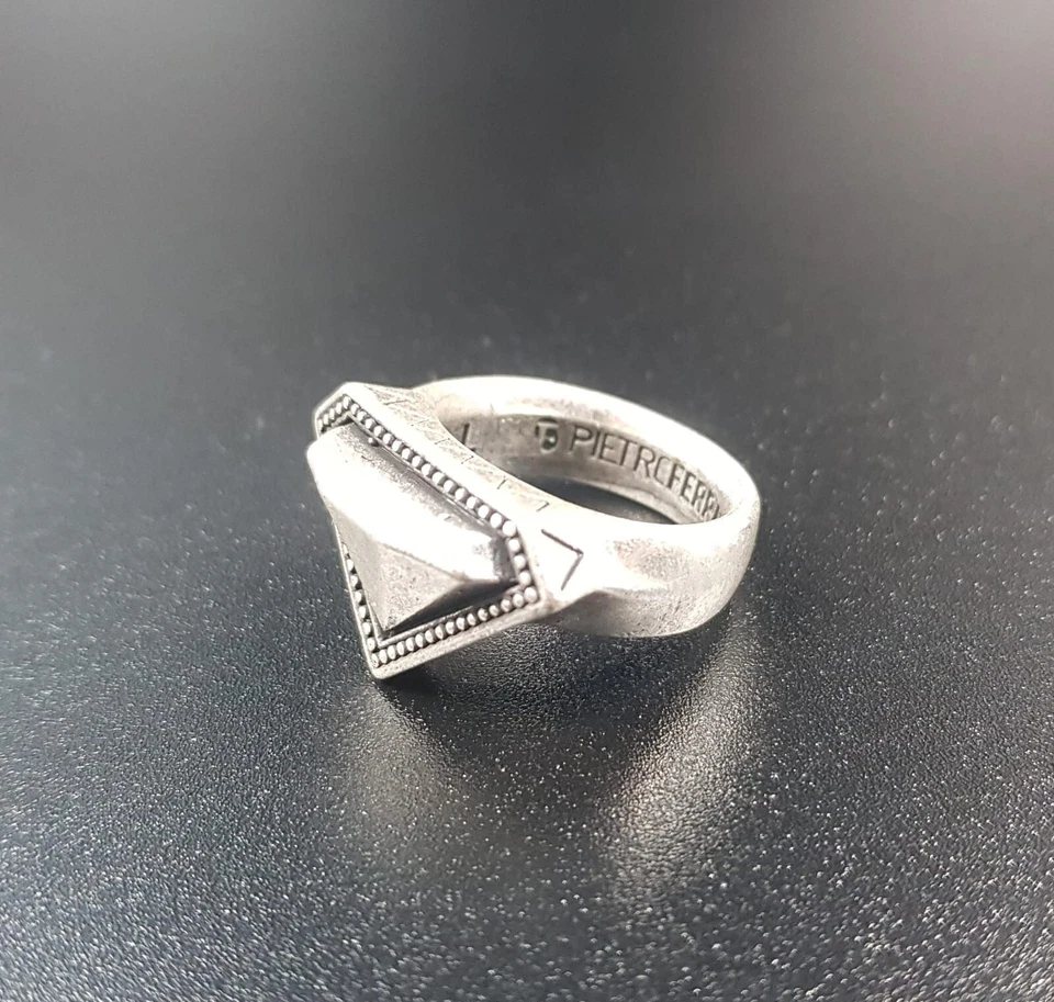 LOTTO 3 ANELLI PIETRO FERRANTE IN OTTONE FINITURA ARGENTO - Immagine 2 di 4