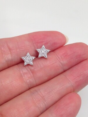 925 Sterling Silver Cz Star Stud Earrings Tiny Star 7mm
