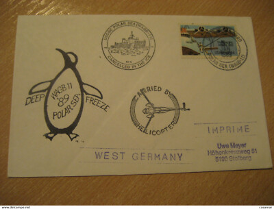 USCGC POLAR SEA Cancelled In The Ice Carried By HELICOPTER Ship Cover 1989 Pengu