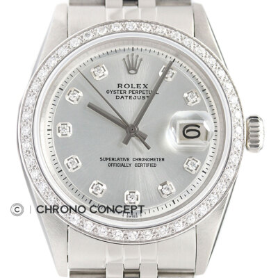 Rolex Datejust 18K Weißgold Diamant Lünette & SS Jubilee Armband Uhr 1601
