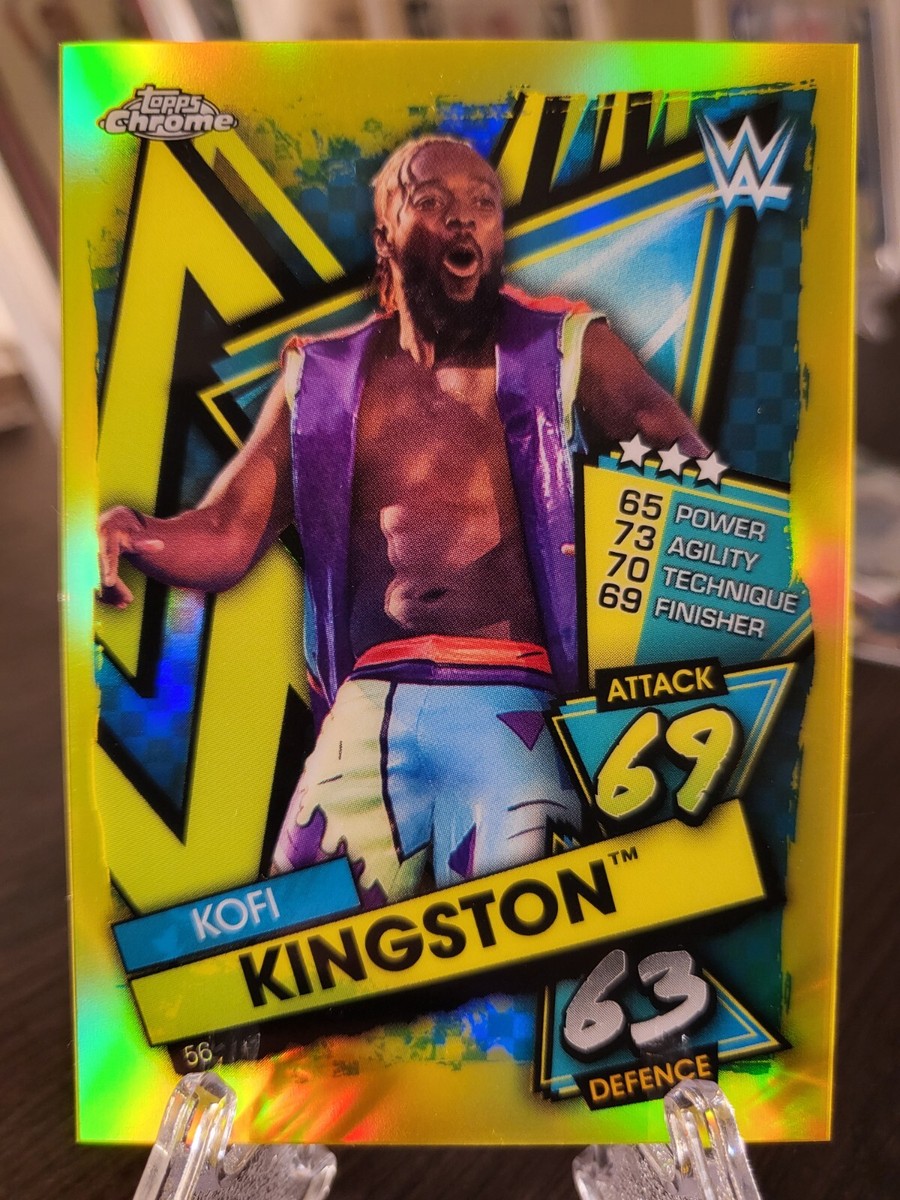 2021 Topps Chrome WWE Slam /99 Attax Yellow Refractor Kofi