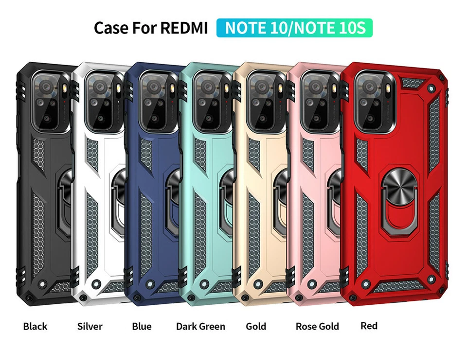 For Xiaomi Redmi Note 14 13 12 11 Pro 10 Armor Shockproof Ring Stand Case Cover - Image 4 of 4