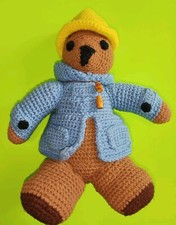 Crocheted Paddington Bear 11" Plush Stuffed Animal Vintage 1975 Eden Toys