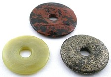 THREE 38mm to 45mm Flat Round Assorted Donut Pendant Gem Focal Bead PD7/111522