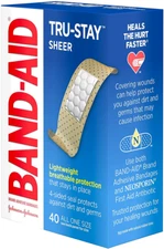 Band-Aid Brand Tru-Stay Sheer Strips Adhesive Bandages for First Aid and Wound C