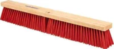 PRO SOURCE 24" Heavy Duty Push Broom Head: Synthetic Bristles, Wood Block