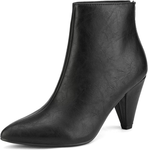 DREAM PAIRS Women's Pointed Toe Ankle Boots High Heel Booties 8.5, Black/Pu