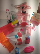 Huge Lot of  VTG Barbie Accessories Furniture Strollers Beauty Salon Random 30+