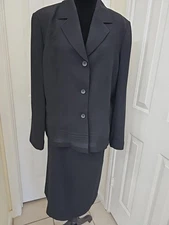 Collections For Le Suit Black Embroidered Jacket & Skirt Set Office Career 