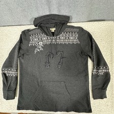 Style Co. Women's Medium Embroidered Hooded Pullover Sweatshirt In Dark Gray