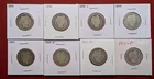 Barber Quarters, Lot of 8, ($2.00 face) 90% Silver Coins, 1895 - 1911