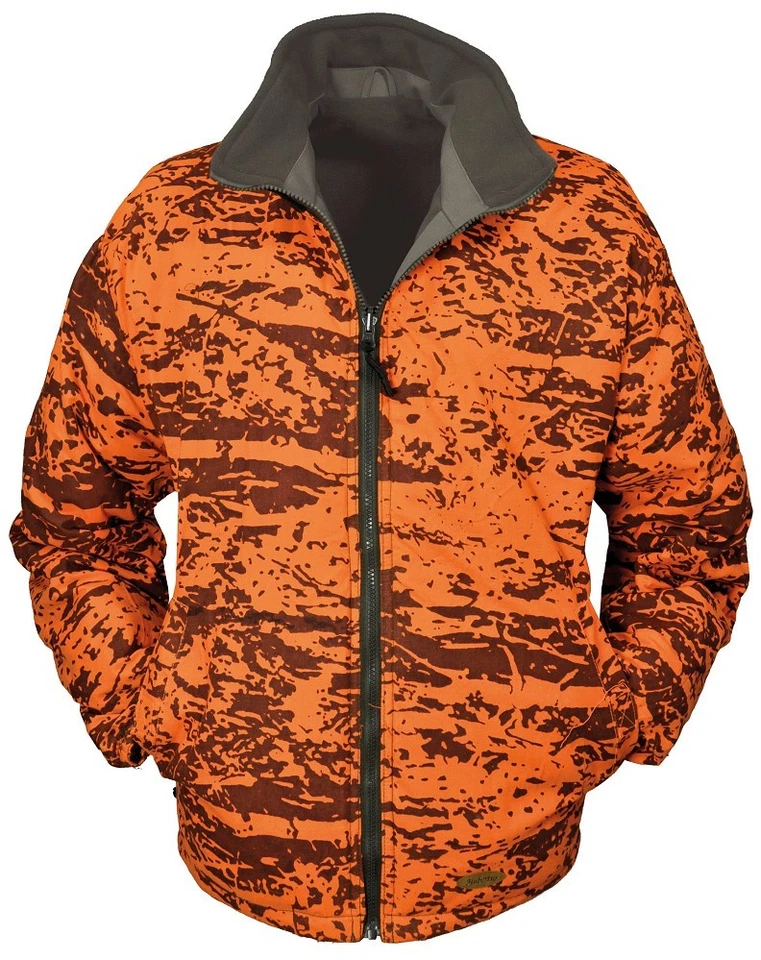 Hubertus Wende-Fleecejacke Jagdjacke Winterjacke orange oliv warm von Oefele - Bild 4 von 4