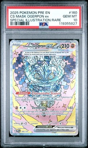 Pokémon Cornerstone Mask Ogerpon ex Prismatic Evolutions Holo PSA 10 SIR 160/131
