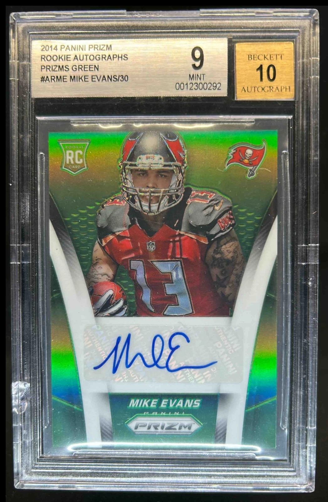 Mike Evans Panini Prizm Autograph Rookies #ARME Green Prizm