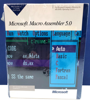 Microsoft Macro Assembler 5.0 MASM 1987 MS-DOS PC Big Box SEALED NEW