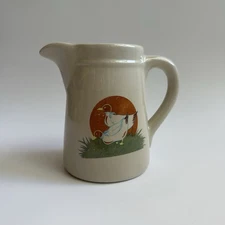 Vintage 6.5" Duck Ceramic Pitcher Vase Orange Green Retro 60's 70's EUC