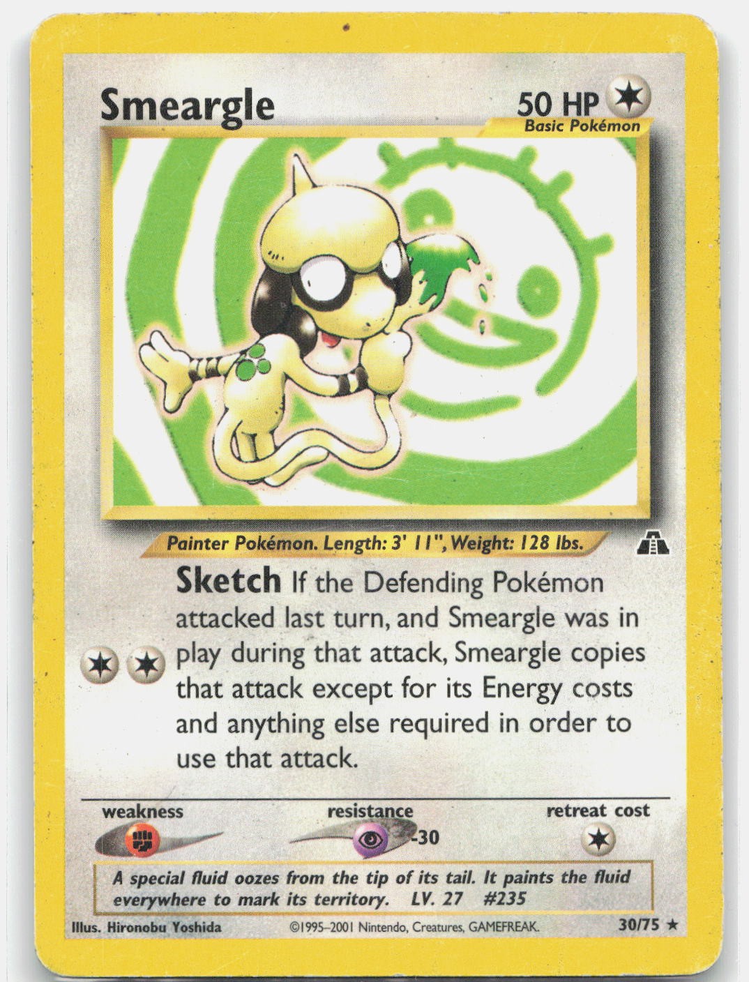 Smeargle 30/75 UNLIMITED R Neo Discovery Pokemon English HP DMG
