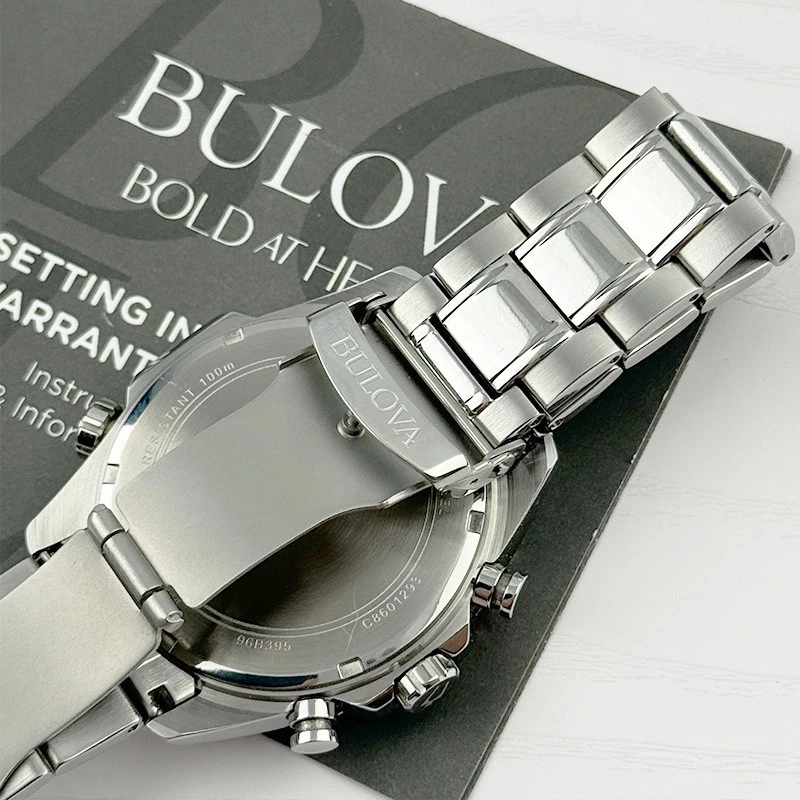 Bulova Marine Star 96B395 Reloj Hombre Cuarzo Esfera Naranja Acero Inoxidable 43MM Foto 4 de 4