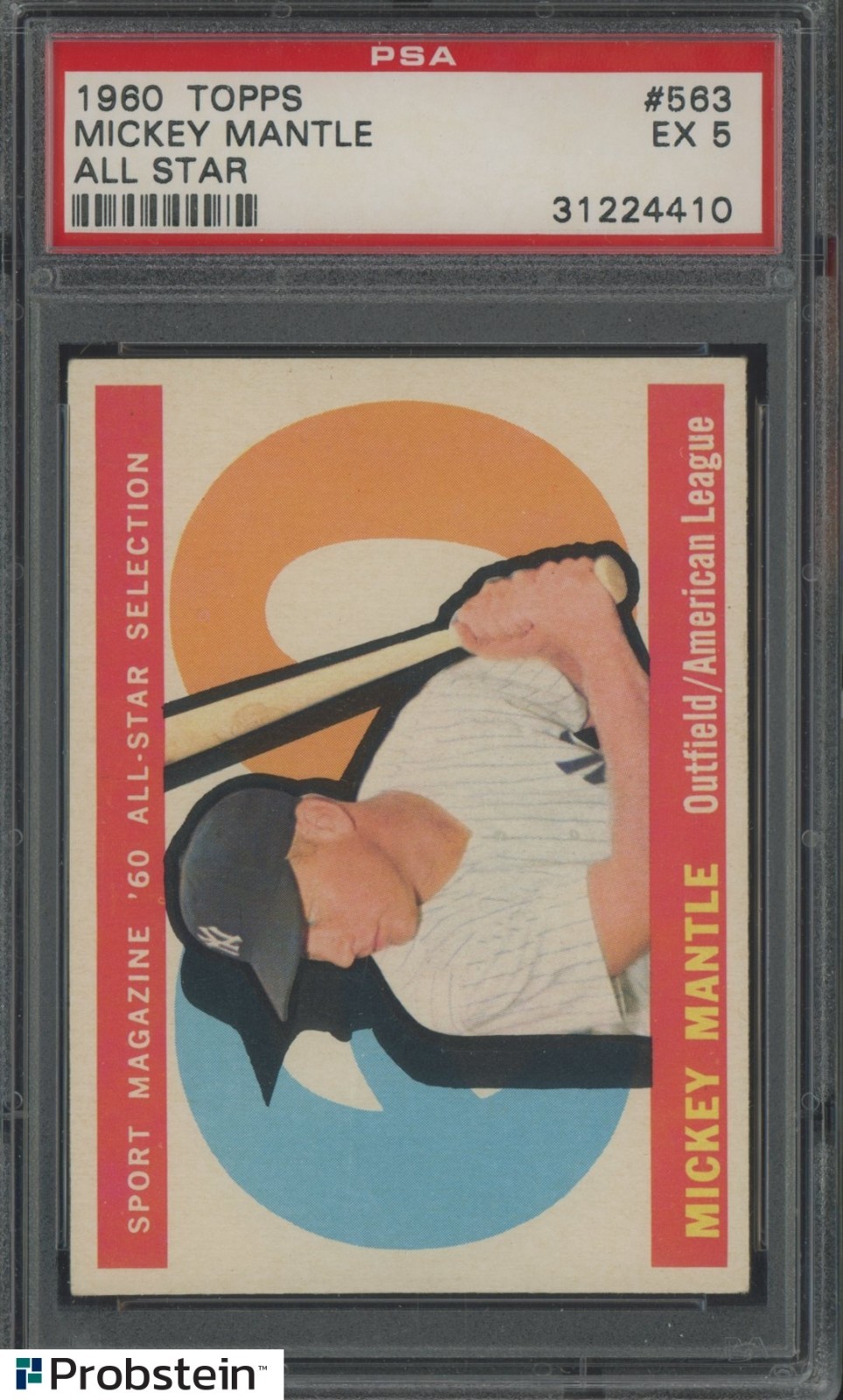 1960 Topps All Star #563 Mickey Mantle New York Yankees HOF PSA 5 EX view 1