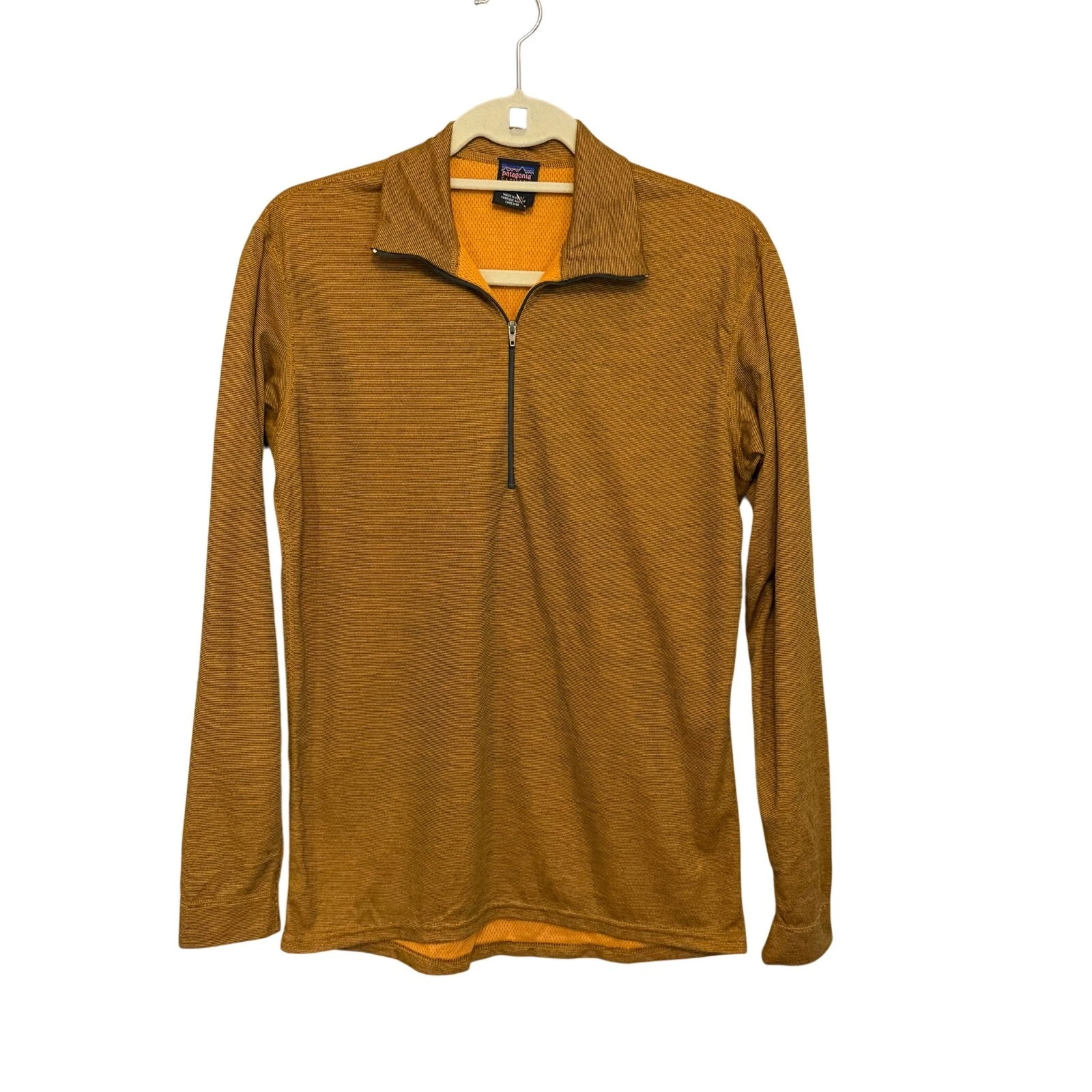 Patagonia Capilene Mens Base Layer Zip Top Small Brown Activewear Hiking Outdoor