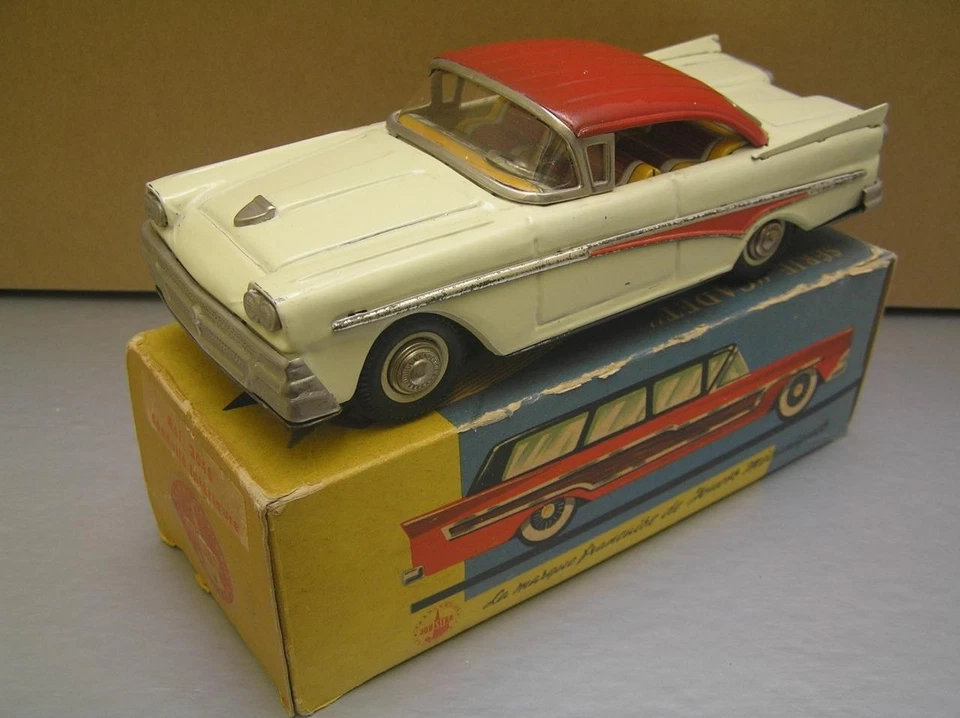Joustra Serie Cadet 1958 Ford 2 Door Sedan tin friction toy made in France NMIB - Image 2 of 4