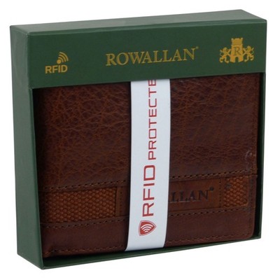 Rowallan Panama Herren-Geldbörse aus Büffelleder, zweifach faltbar, Geschenkb...