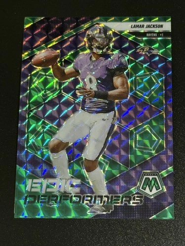 2025 Panini Mosaic - Epic Performers Lamar Jackson #3 Green Mosaic Prizm