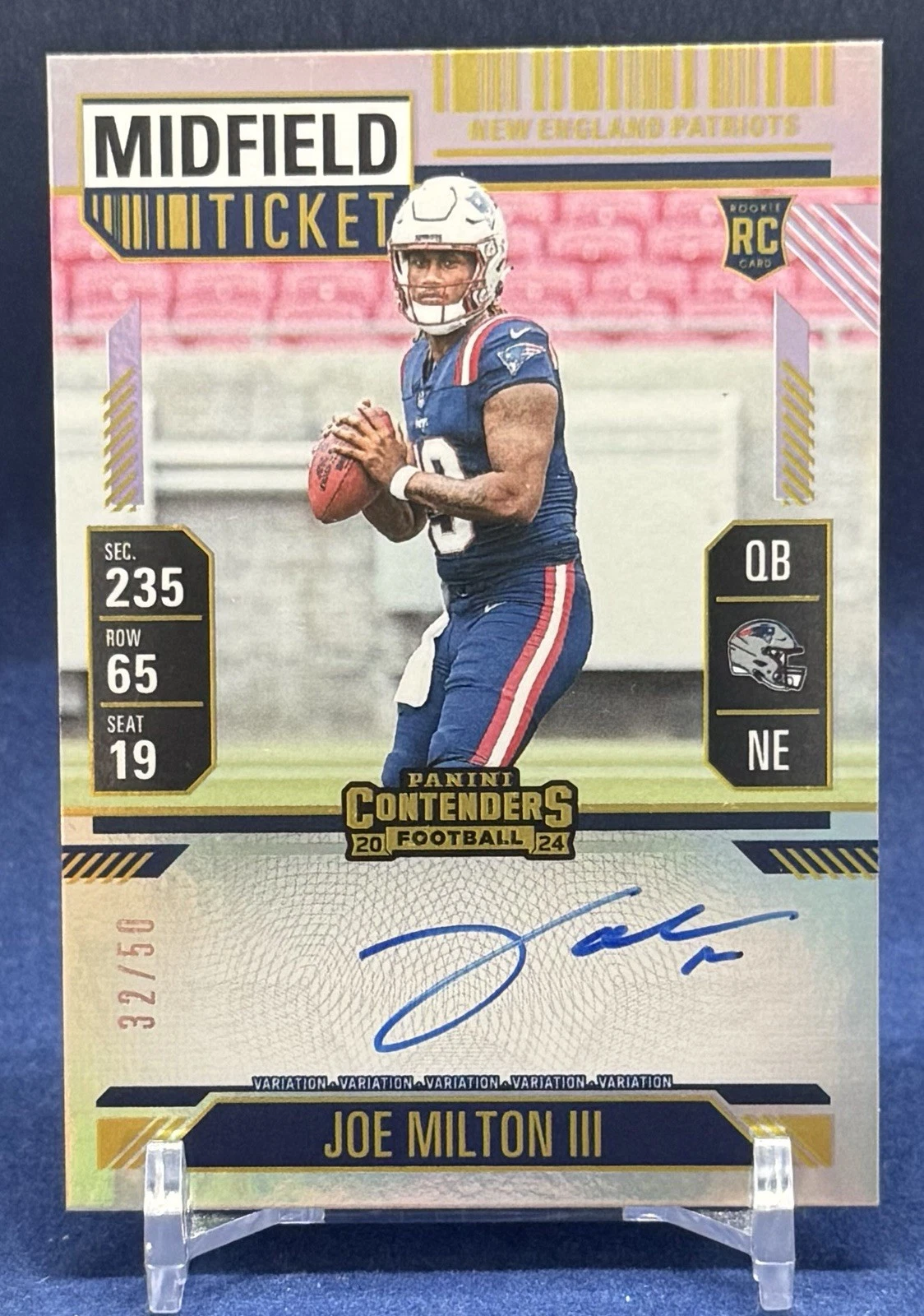 2024 Contenders Joe Milton III Midfield Rookie Ticket Auto RC #32/50 - Hot! Rare